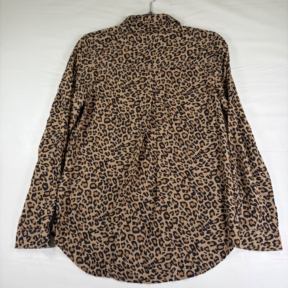 Beachlunchlounge Leopard Print Button Down Shirt Viscose Tan Black Small Flowy - Picture 8 of 8